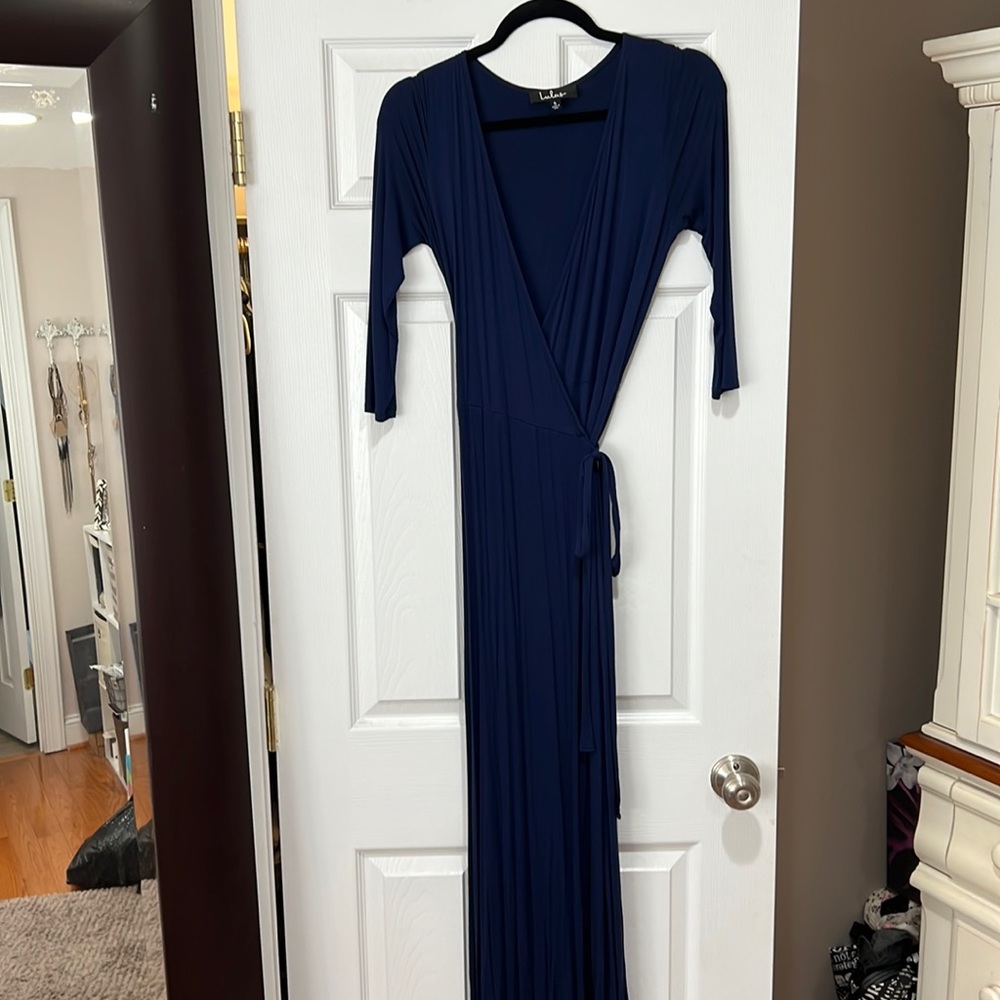 Lulus navy wrap maxi dress